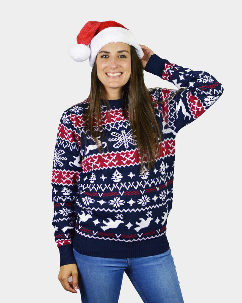 Pull de Noël pour Famille Rennes et Motifs de Noël Femme