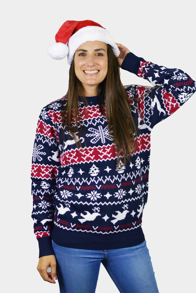 Pull de Noël pour Famille Rennes et Motifs de Noël Femme