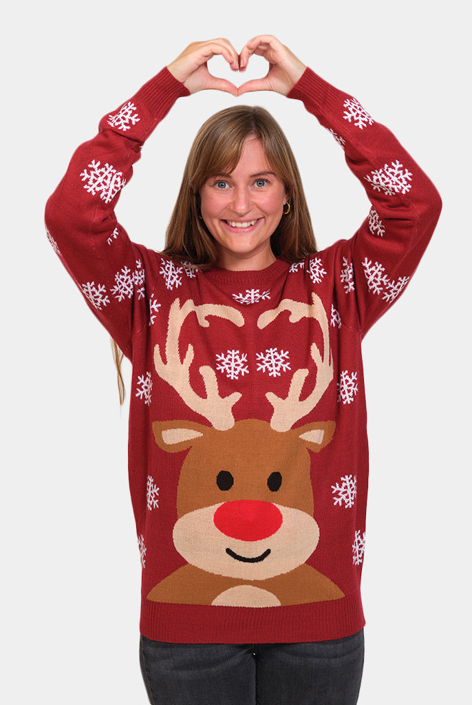 Pull de Noël pour Famille avec Rudolph le Renne Rouge Femme