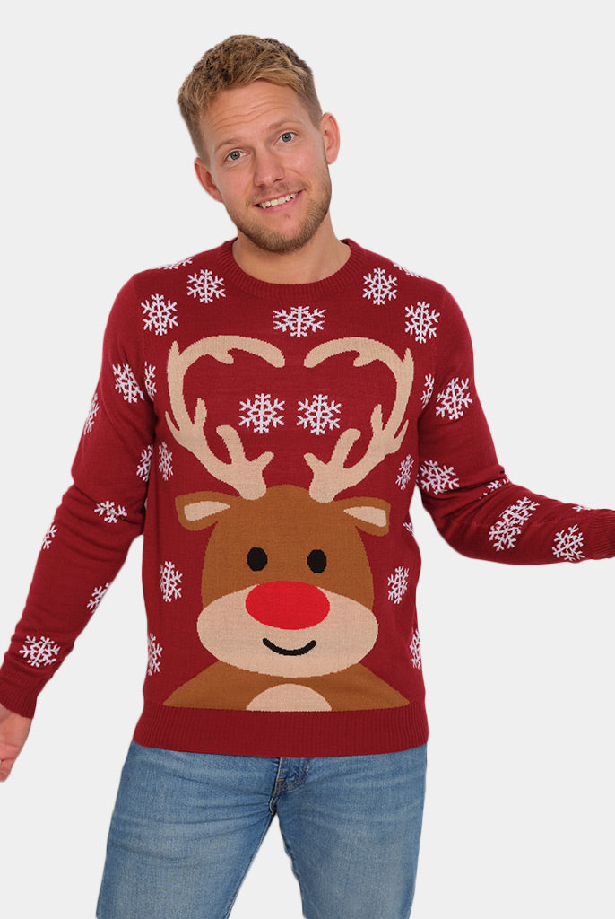 Pull de Noël pour Famille avec Rudolph le Renne Rouge homme