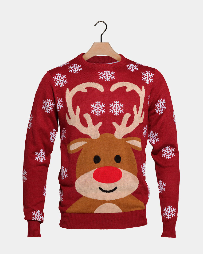 Pull de Noël pour Famille avec Rudolph le Renne Rouge