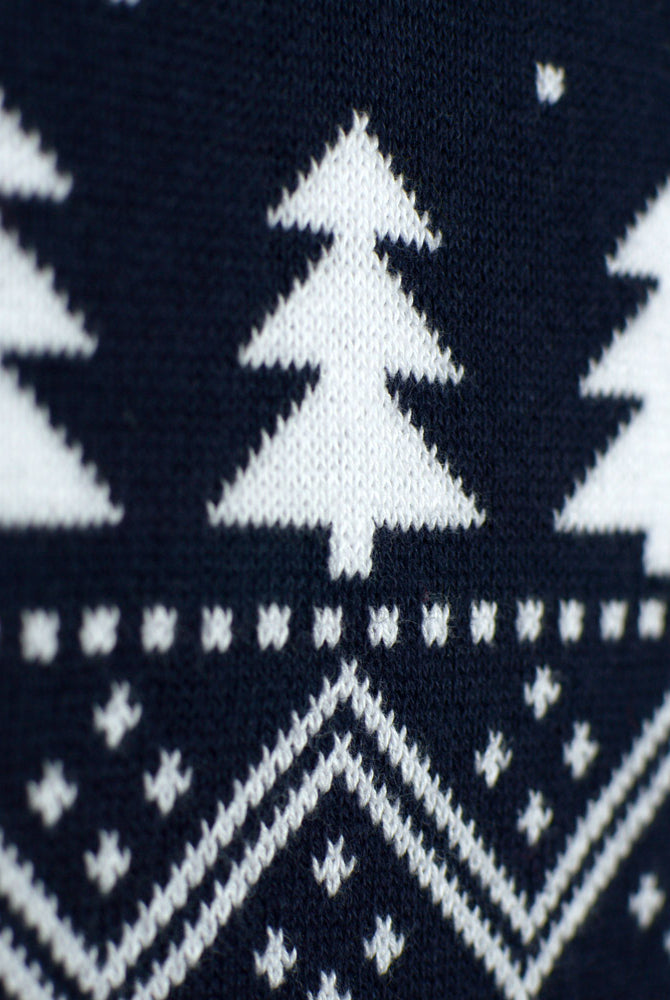 Pull de Noël pour Famille avec Sapins, Bonhommes de Neige et Père Noël Détail Neige
