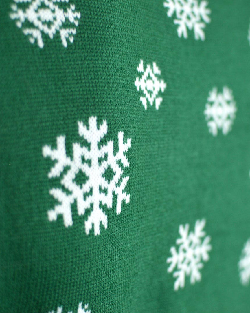 Pull de Noël pour Famille Vert Holly Jolly Sequins Détail Neige