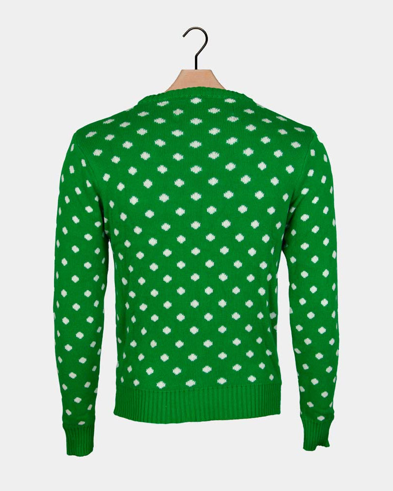 Pull de Noël pour Famille Vert Renne avec Bonnet de Noël 3D Dos