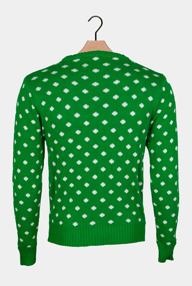 Pull de Noël pour Famille Vert Renne avec Bonnet de Noël 3D Dos