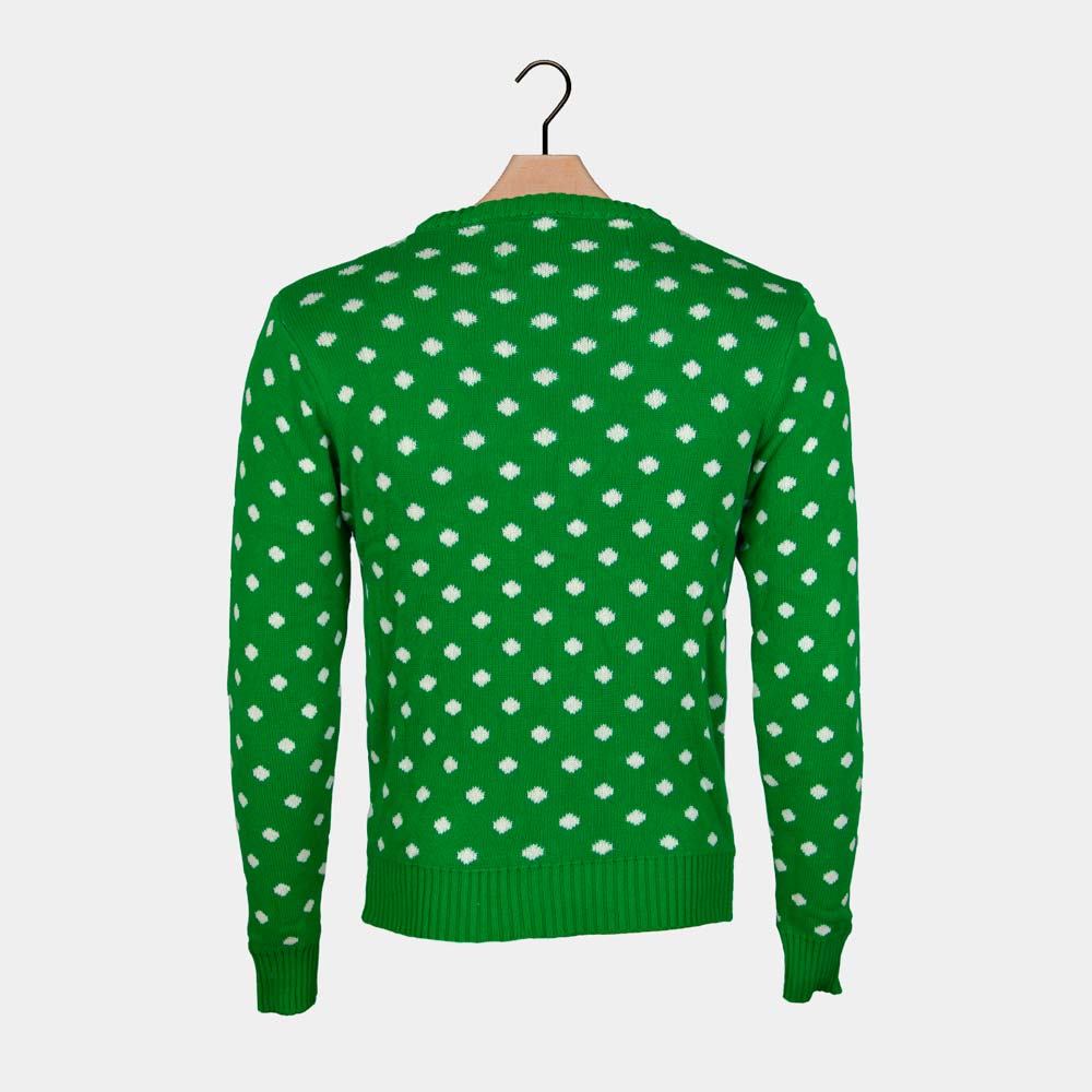 Pull de Noël pour Famille Vert Renne avec Bonnet de Noël 3D Dos