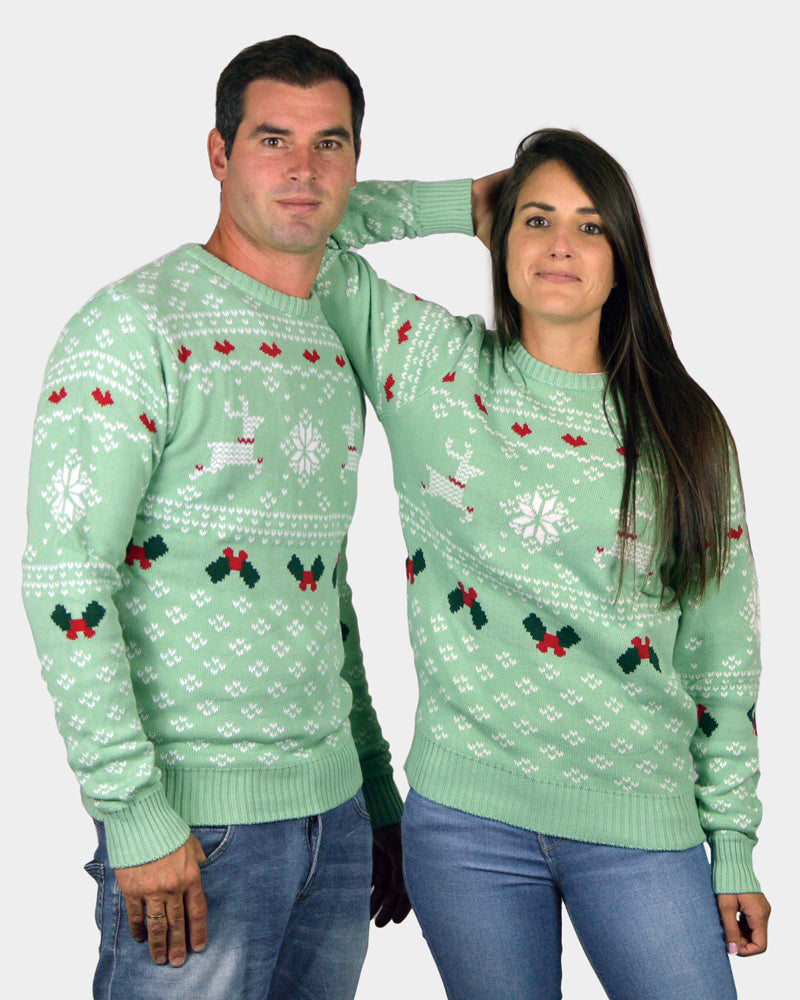 Pull de Noël pour Famille Vert Sweet Christmas couples