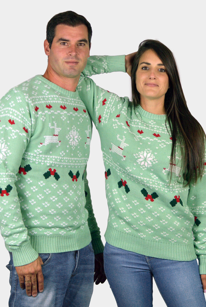 Pull de Noël pour Famille Vert Sweet Christmas couples