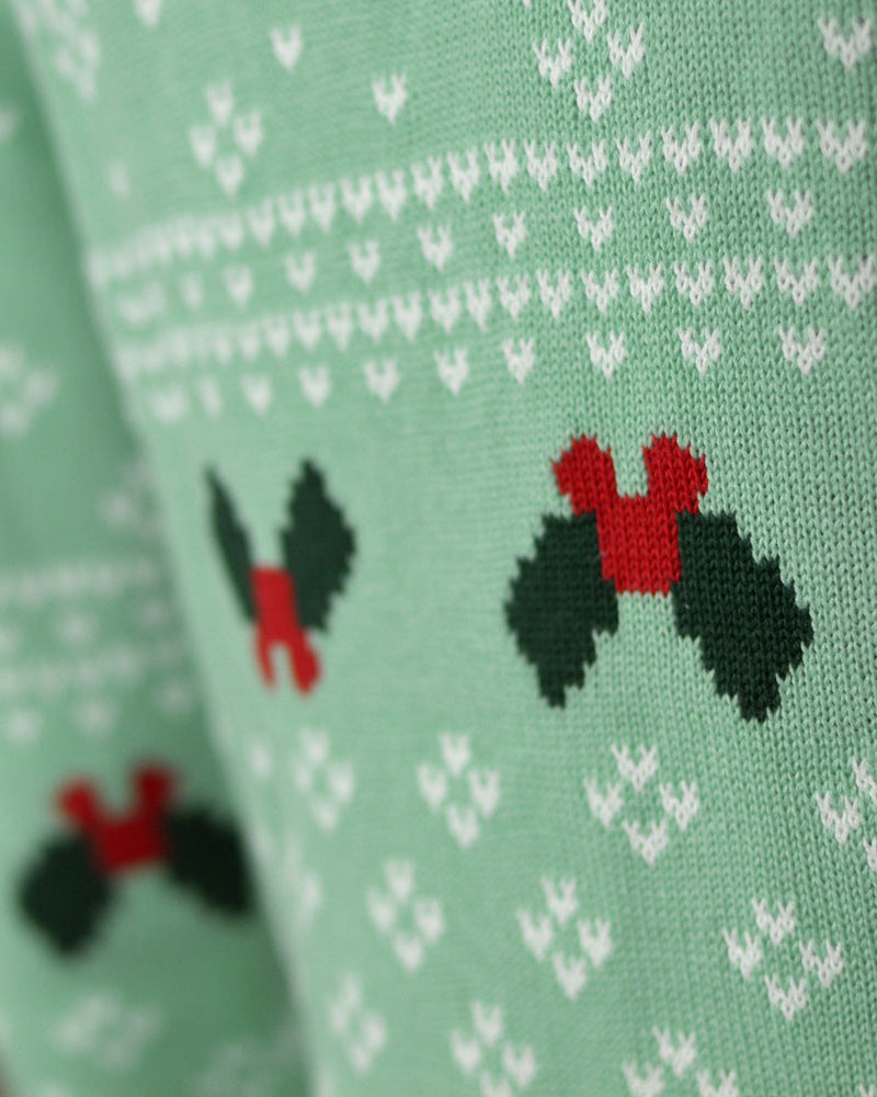 Pull de Noël pour Famille Vert Sweet Christmas Détail Neige