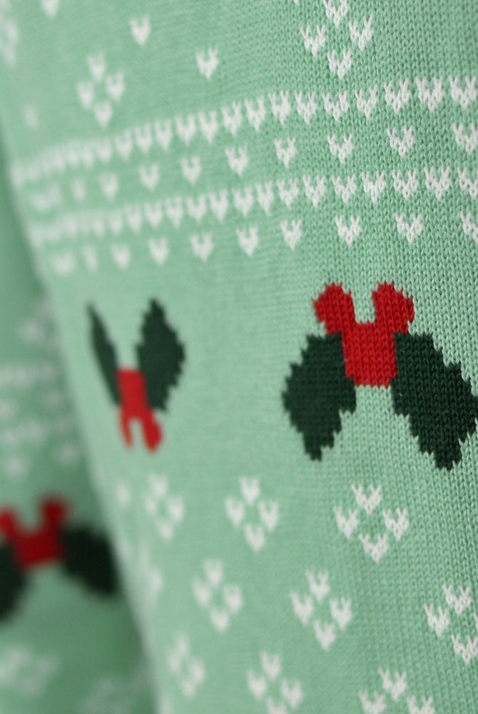 Pull de Noël pour Famille Vert Sweet Christmas Détail Neige