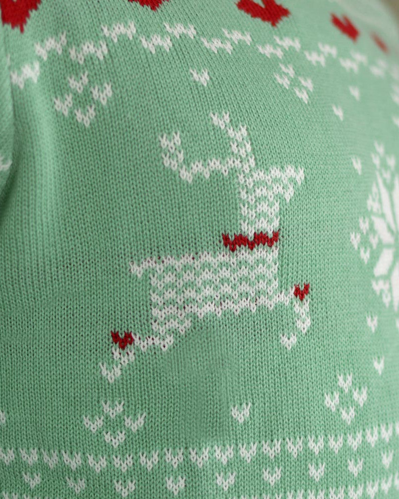 Pull de Noël pour Famille Vert Sweet Christmas Détail