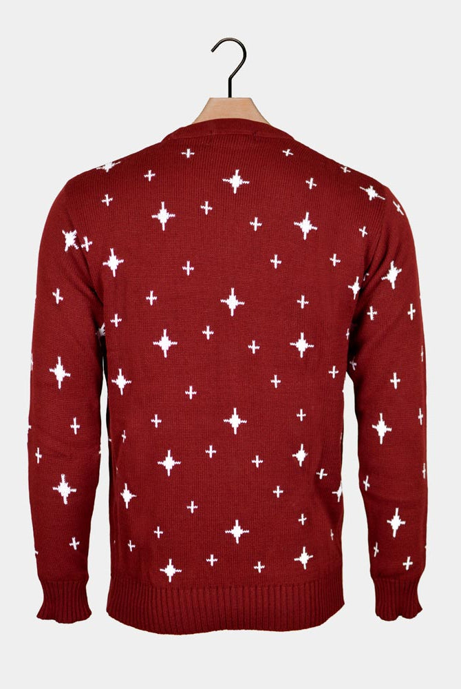Pull de Noël Grenat Rennes, Sapin de Noël et Étoiles Dos