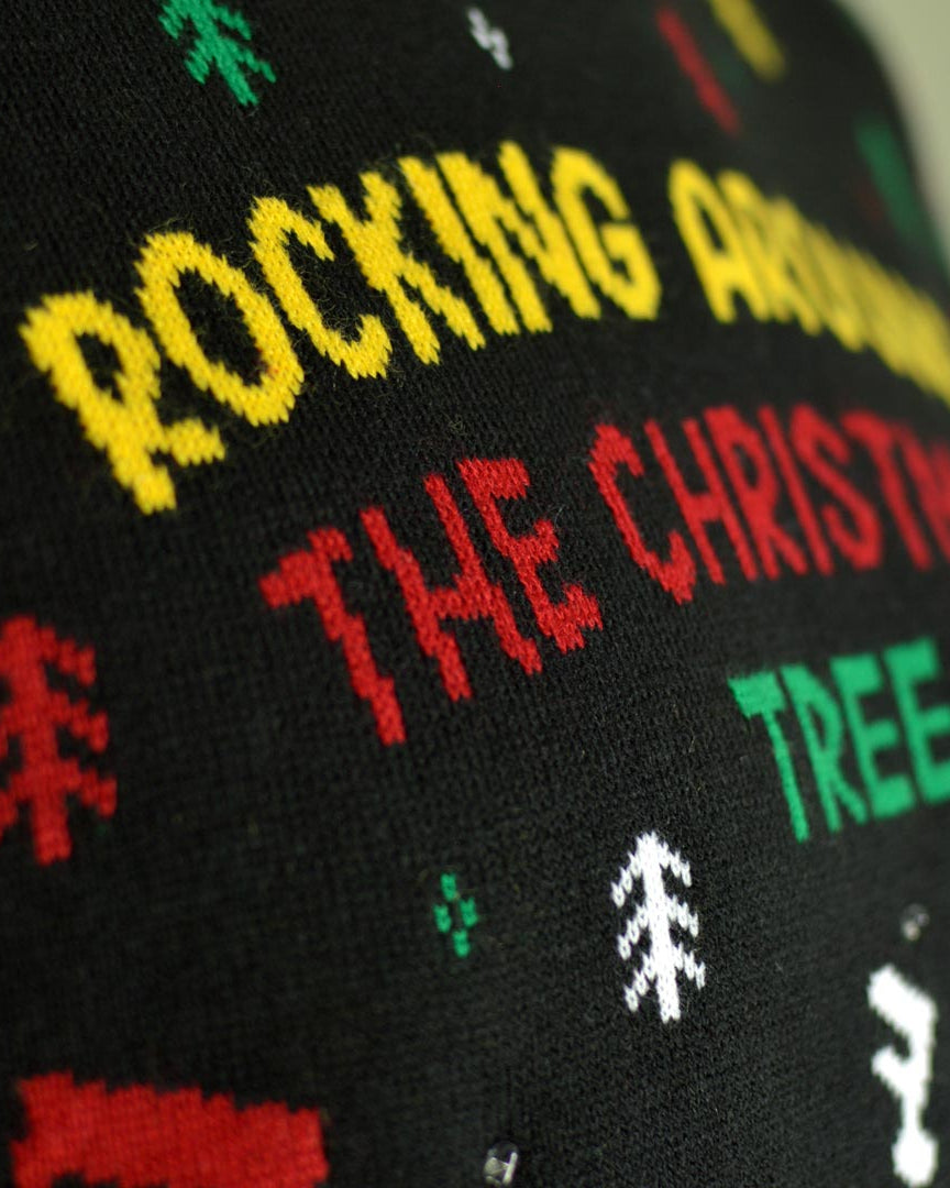 Pull de Noël Lumineux LED Père Noël Rocker Detail Neige