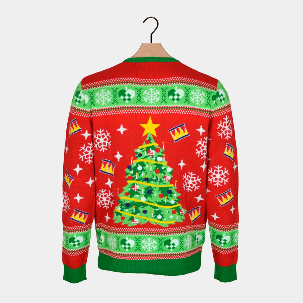 Pull de Noël Lumineux LED Rouge avec Sapin de Noël Dos
