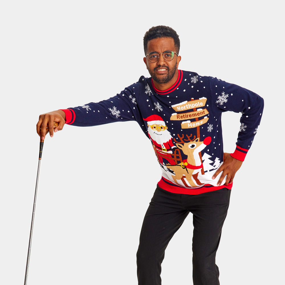 Pull de Noël Père Noël avec Déambulateur sur la Voie de la Retraite Homme