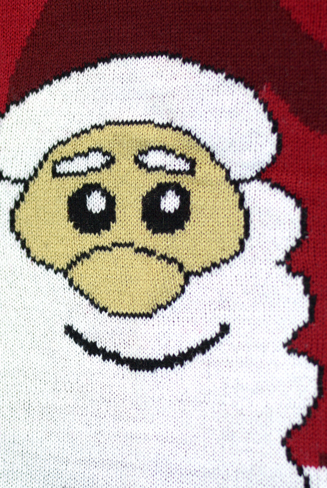 Pull de Noël Pere Noël et Renne Souriants Détail
