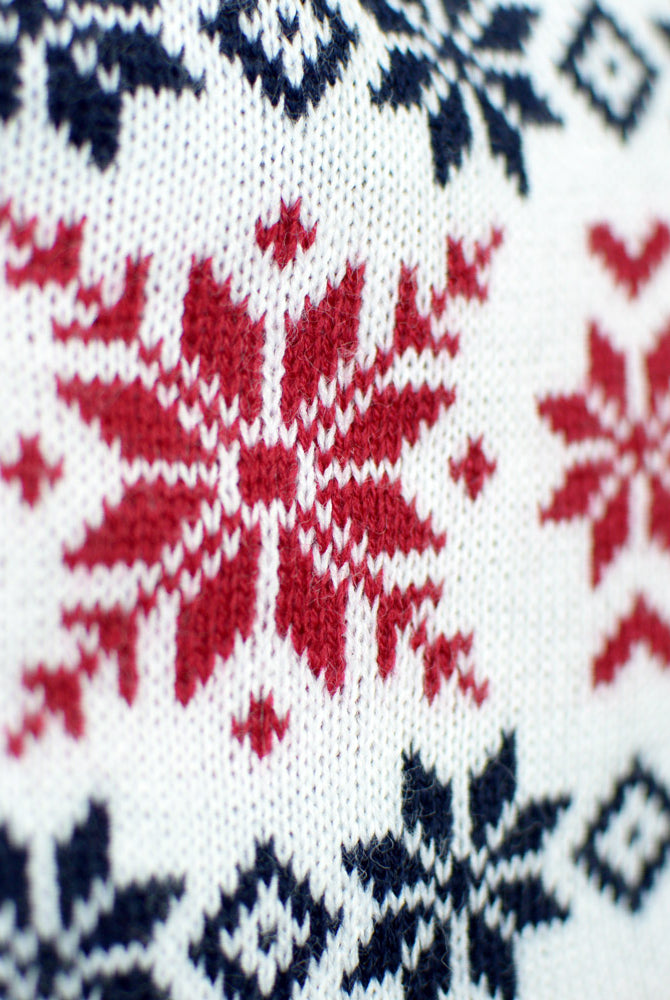Pull de Noël Pere Noël et Renne Souriants Détail Neige