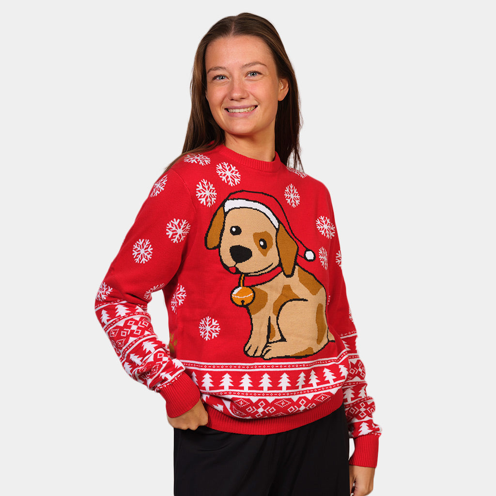 Pull de Noël avec Petit Chien Femme