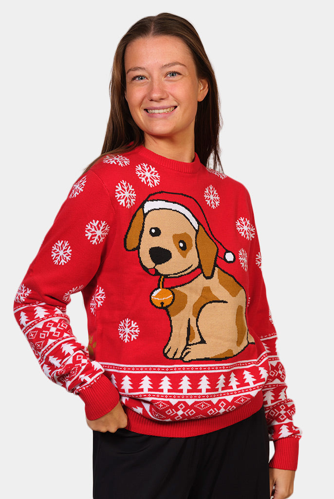Pull de Noël pour Famille avec Petit Chien femme