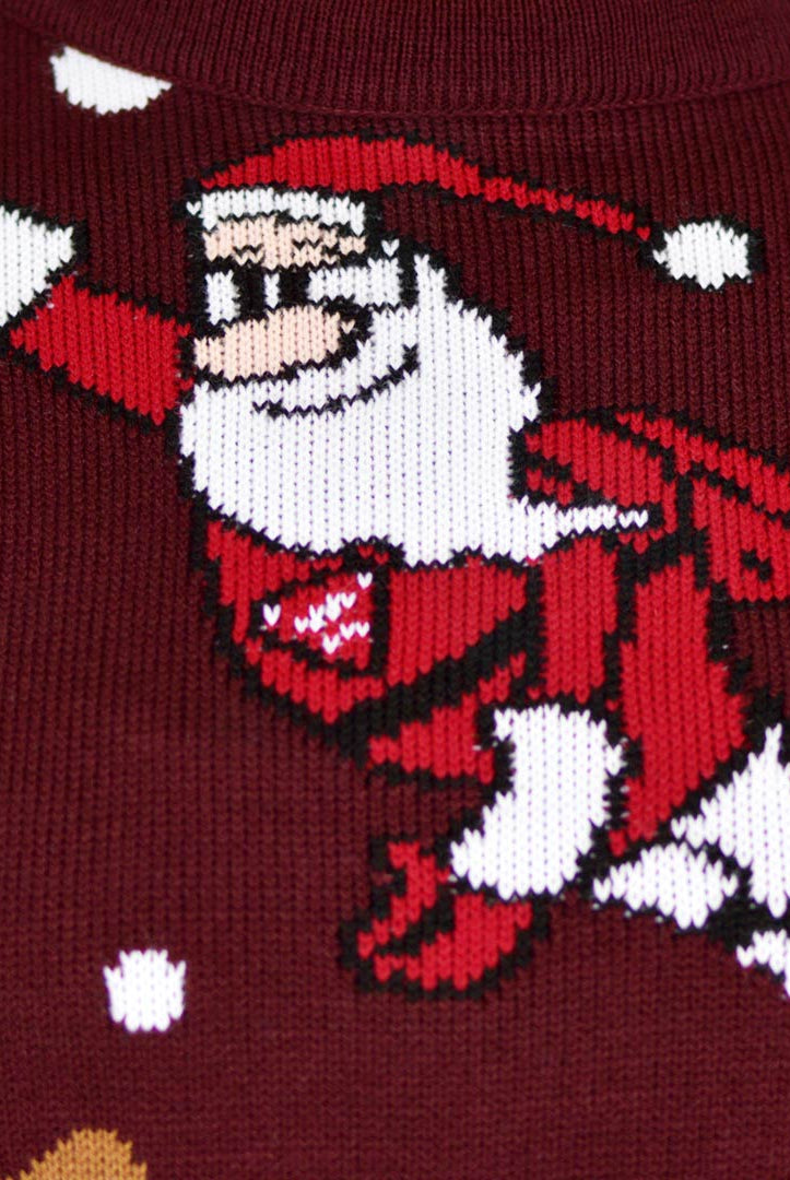 Pull de Noël Renne Batman Père Noël Superman Détail