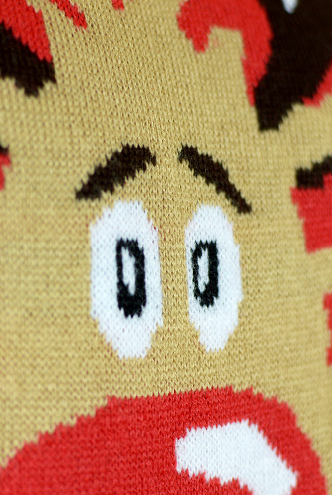 Pull de Noël Renne avec Écharpe Coton Bio Détail