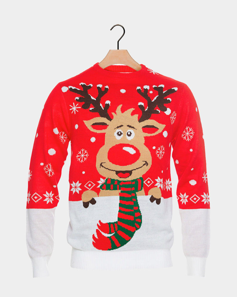 Pull de Noël Renne avec Écharpe Coton Bio
