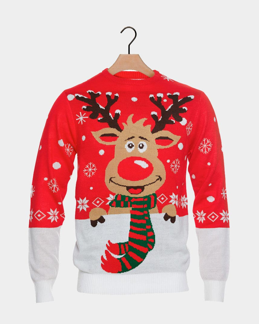 Pull de Noël Renne avec Écharpe