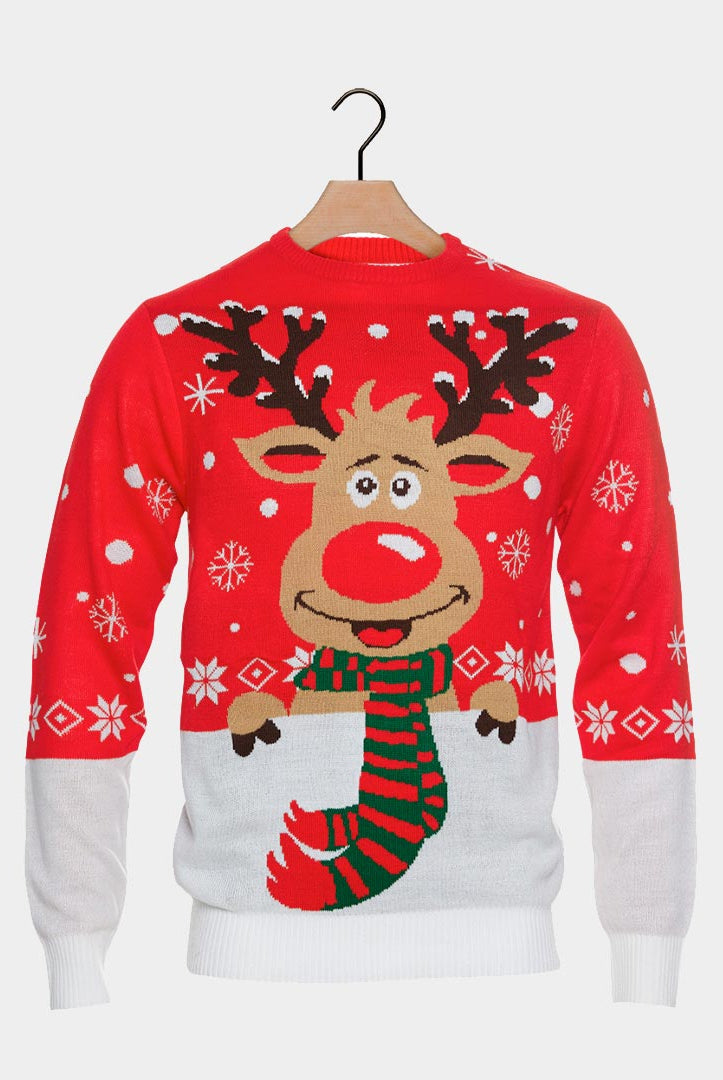 Pull de Noël Renne avec Écharpe