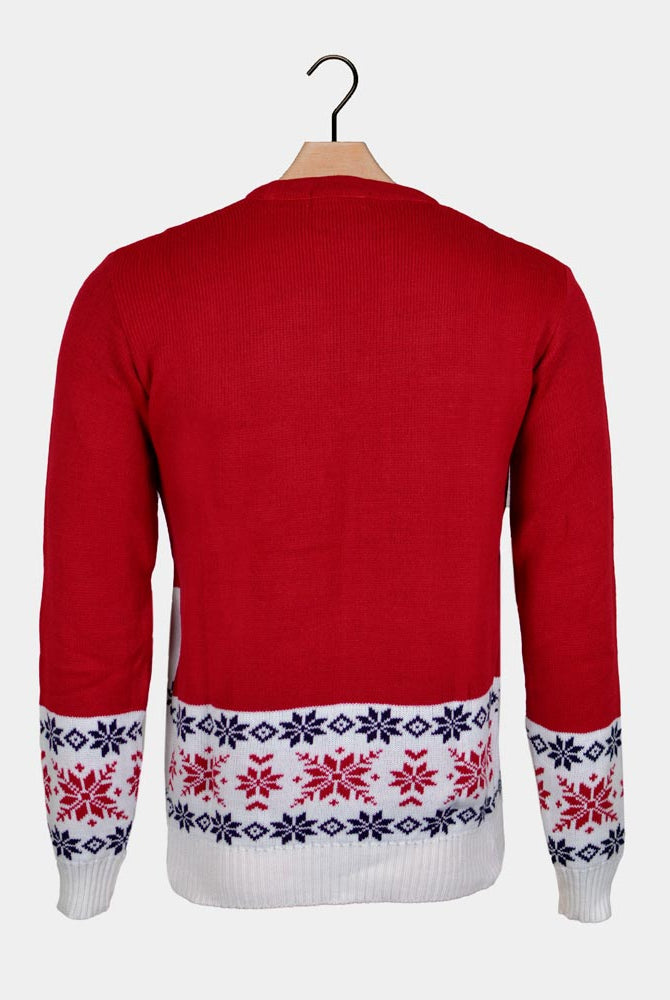 Pull de Noël Rouge avec Renne Patinant Dos