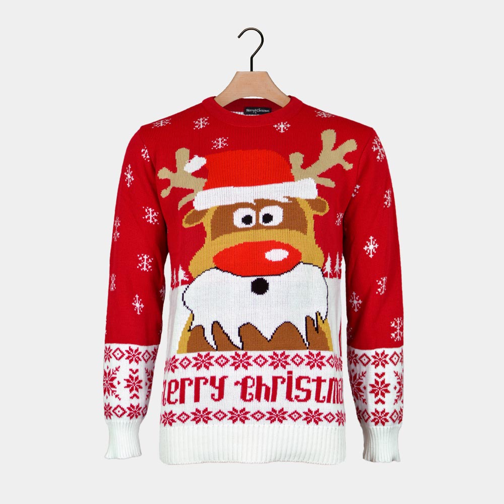 Pull de Noël Rouge avec Rudolph le Renne