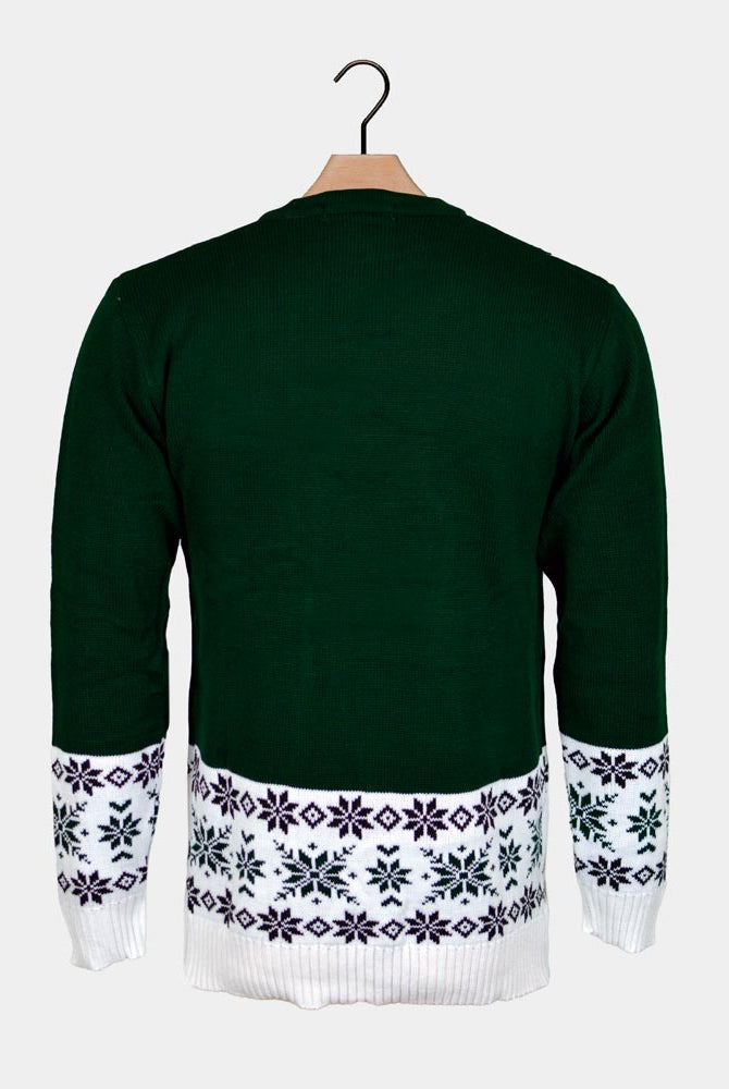 Pull de Noël Vert avec Renne Patinant Dos