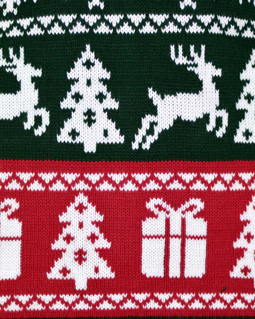 Pull de Noël Vert, Rouge et Blanc Merry Christmas Détail
