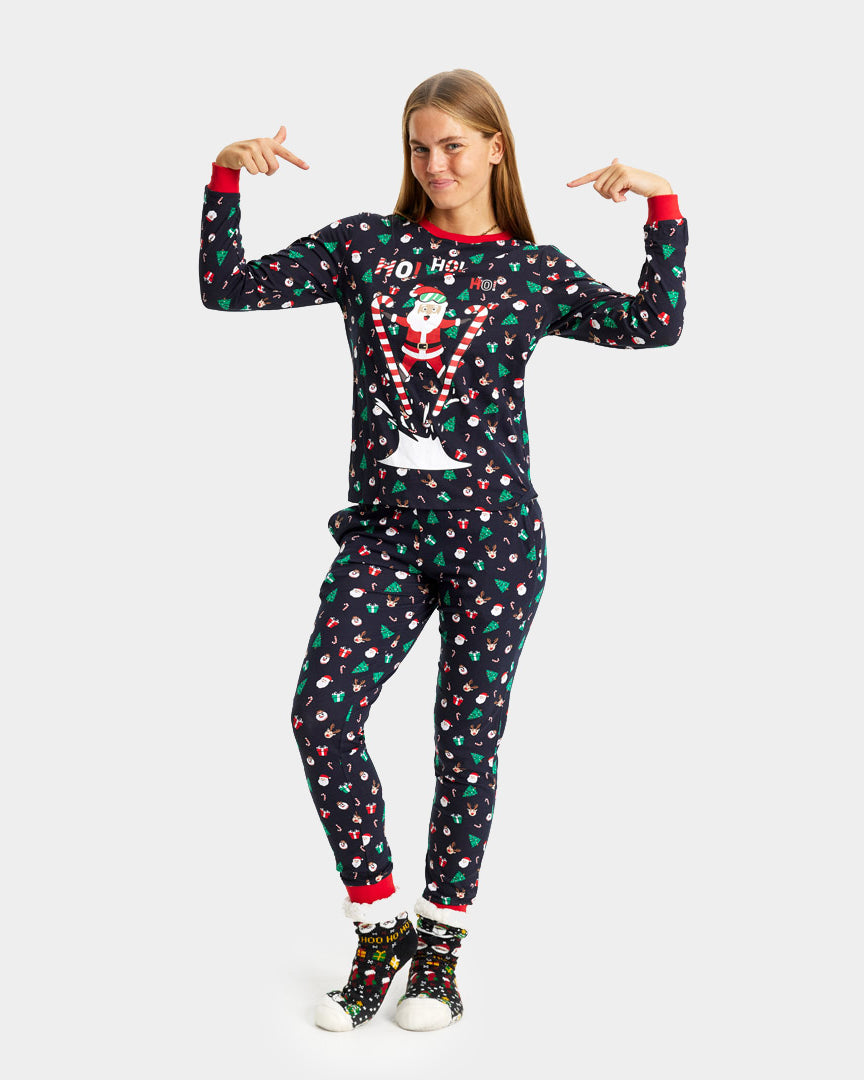 Pyjama de Noël Familial Père Noël Skieur Femme