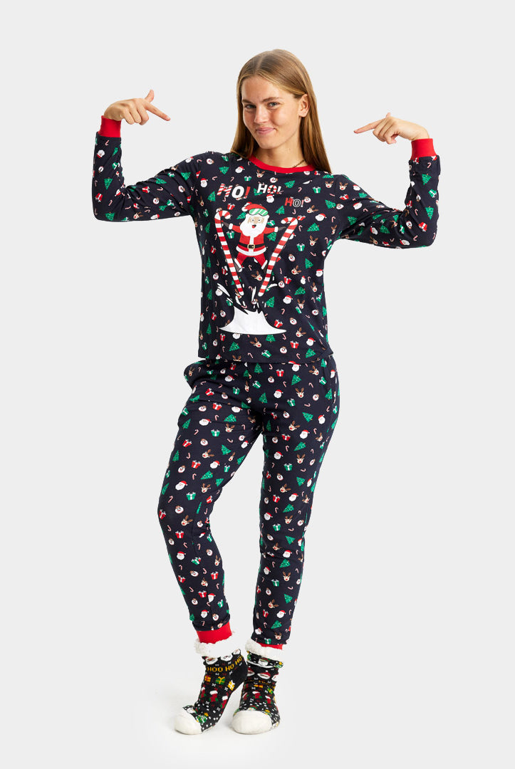 Pyjama de Noël Familial Père Noël Skieur Femme