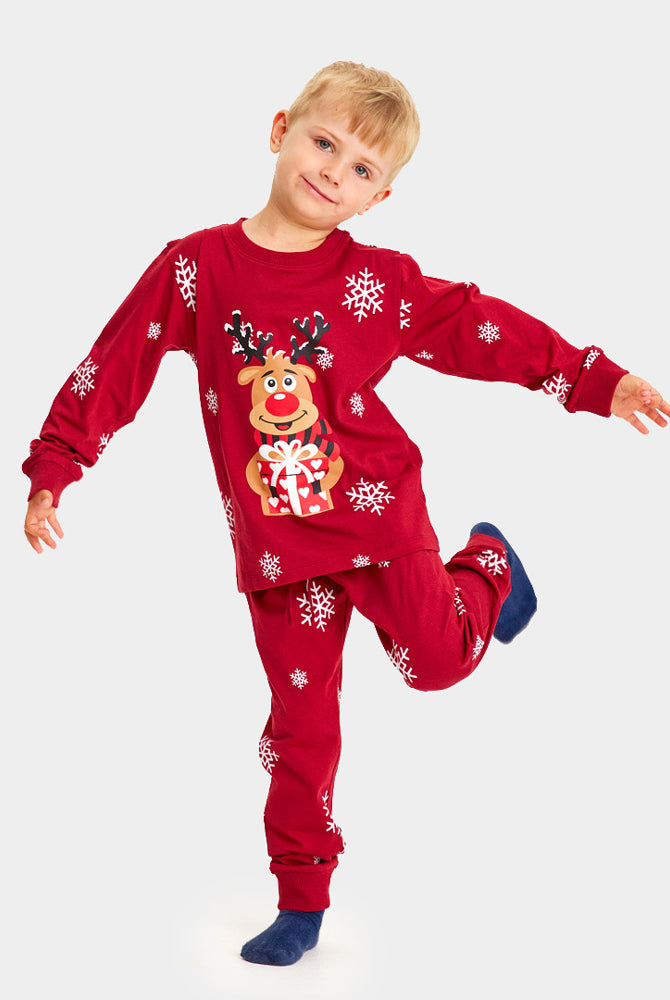 Pyjama de Noël Familial Rouge avec Rudolph le Renne Enfants