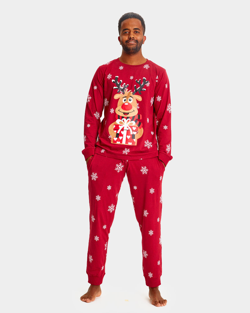 Pyjama de Noël Familial Rouge avec Rudolph le Renne Homme