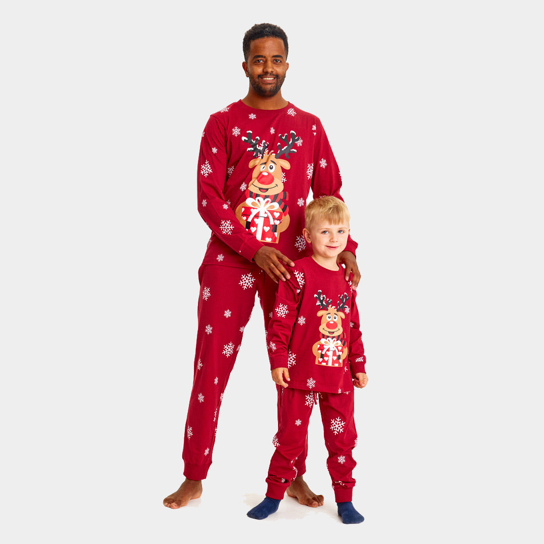 Pyjama de Noël Familial Rouge avec Rudolph le Renne