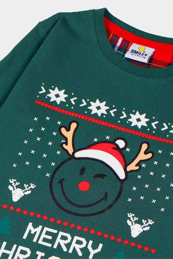 Pyjama de Noël pour Garçon Vert Smile Encolure