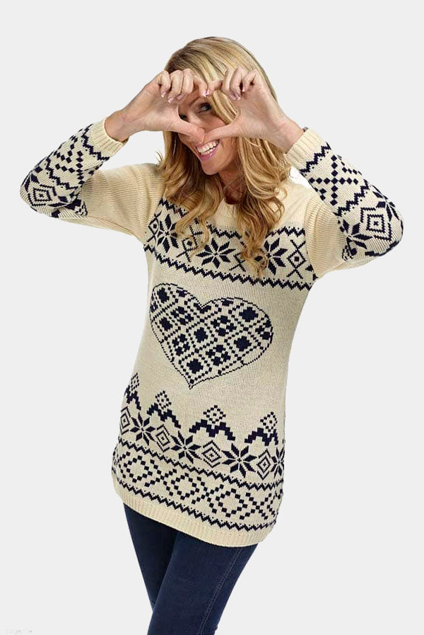 Robe de Noël Beige avec Coeur