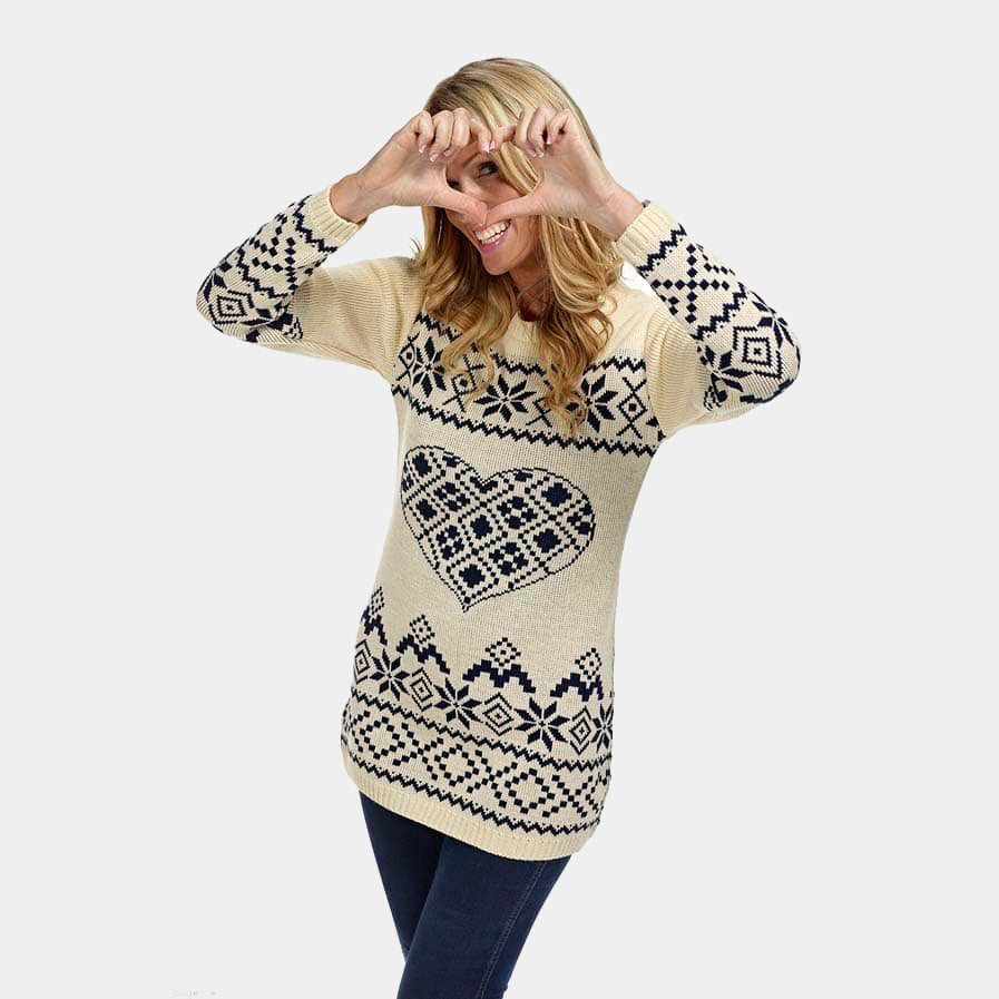 Robe de Noël Beige avec Coeur