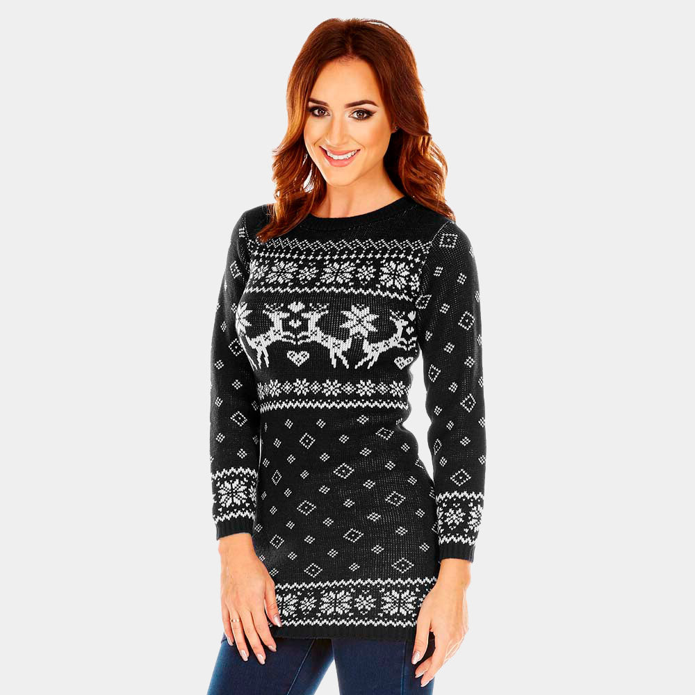 Robe de Noël Noir avec Rennes