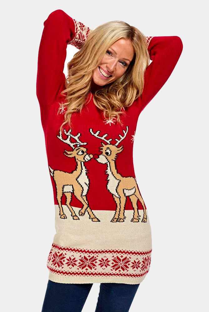 Robe de Noël Rouge avec Rennes Bébé