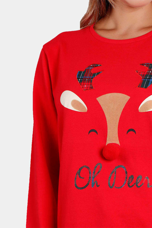 Sweatshirt de Noël pour Femme Oh Deer Encolure