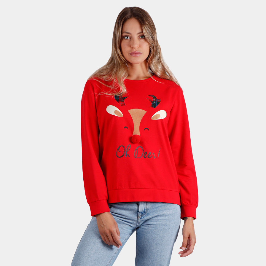 Sweatshirt à imprimé gaufré de Noël pour femmes main image 1