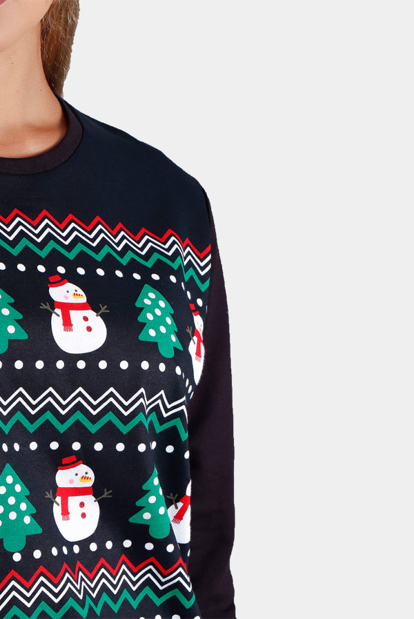 Sweatshirt de Noël pour Femme Snow Tree Encolure