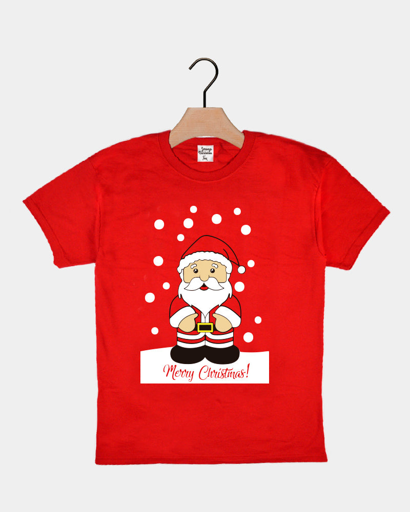 T-Shirt de Noël pour Enfants Rouge avec Père Noël
