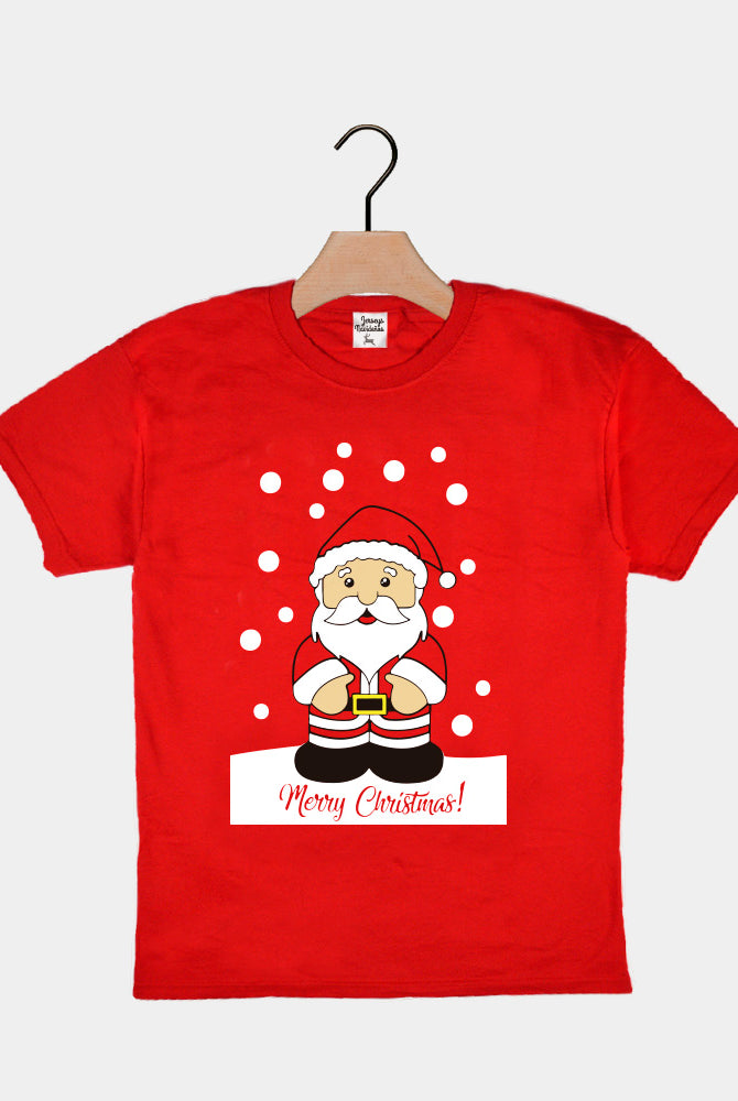 T-Shirt de Noël pour Enfants Rouge avec Père Noël