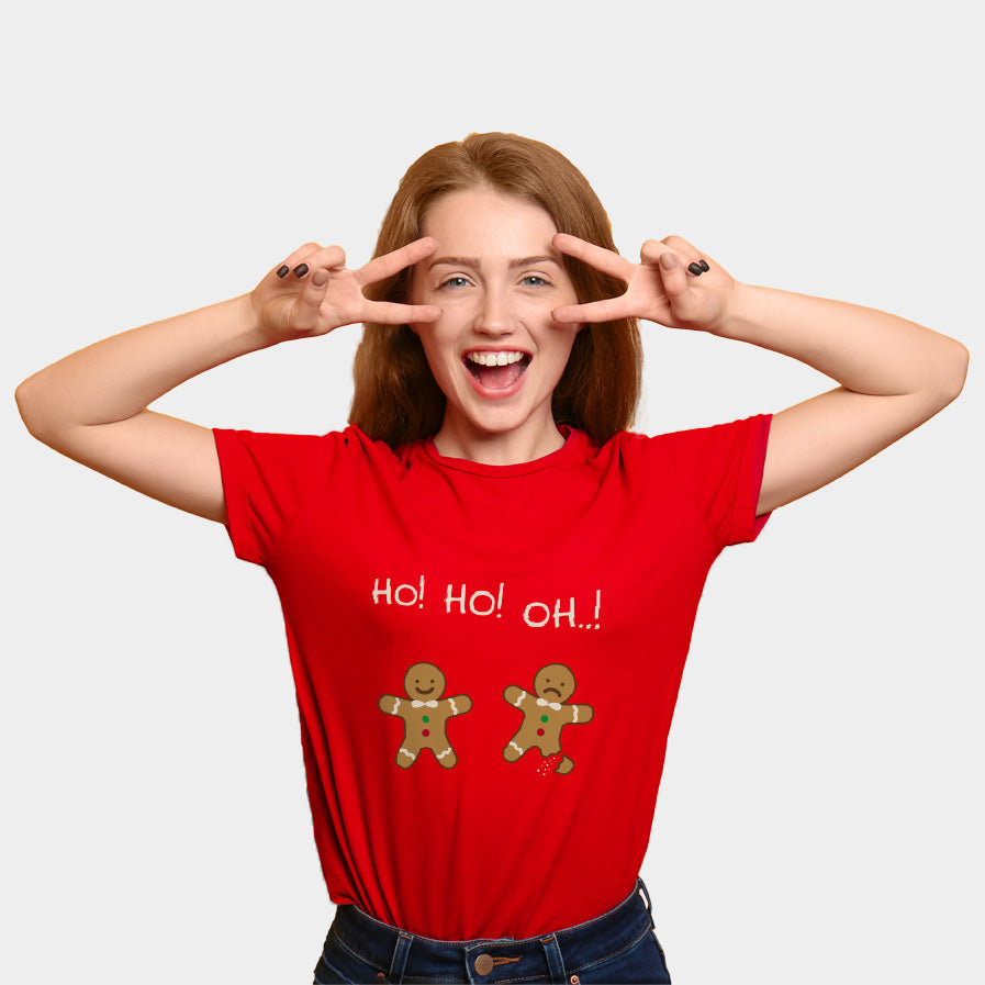 T-Shirt de Noël Femme Rouge pain d'épices