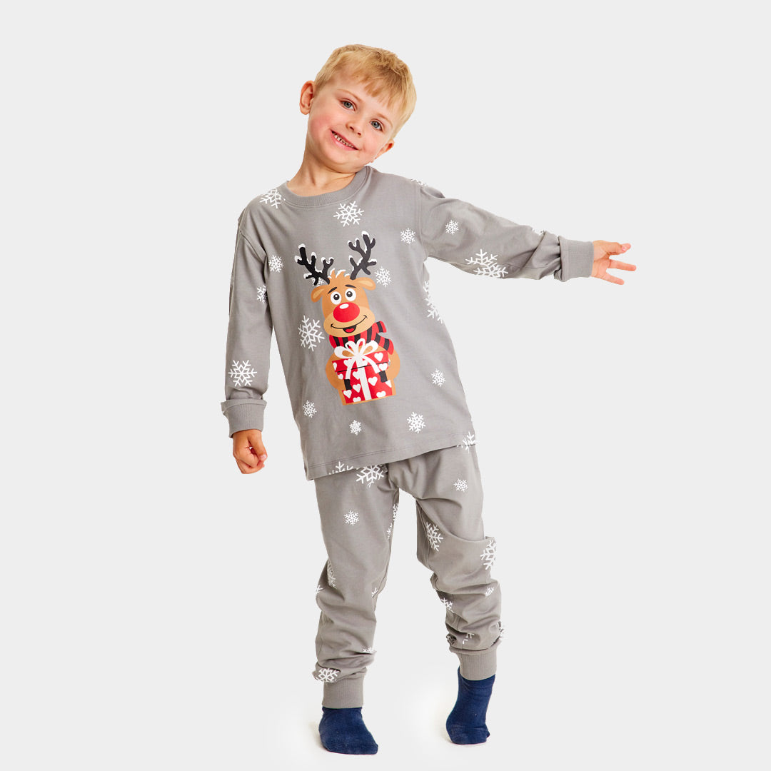 Pyjama de Noël pour Enfants Gris avec Rudolph le Renne – Pulls de Noel