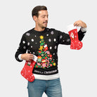 Pull de Noël Noire Couple avec Sapin de Noël Homme
